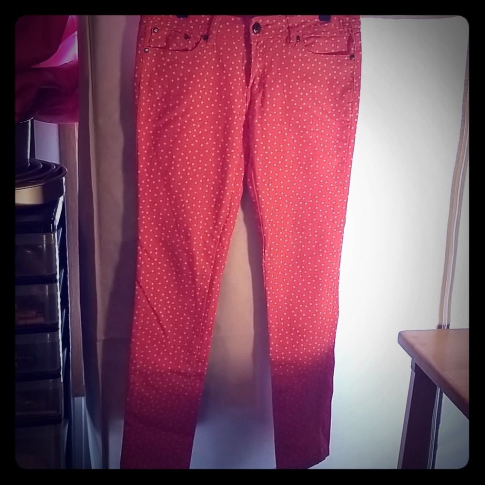 Coral and white star girls jeggings